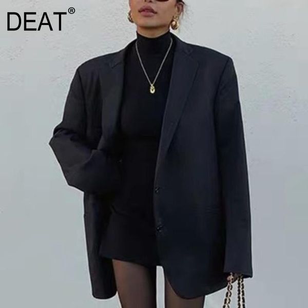 

deat 2020 new spring summer solid color lapel single button blazer women vintage loose temperament coat tide pd939, White;black