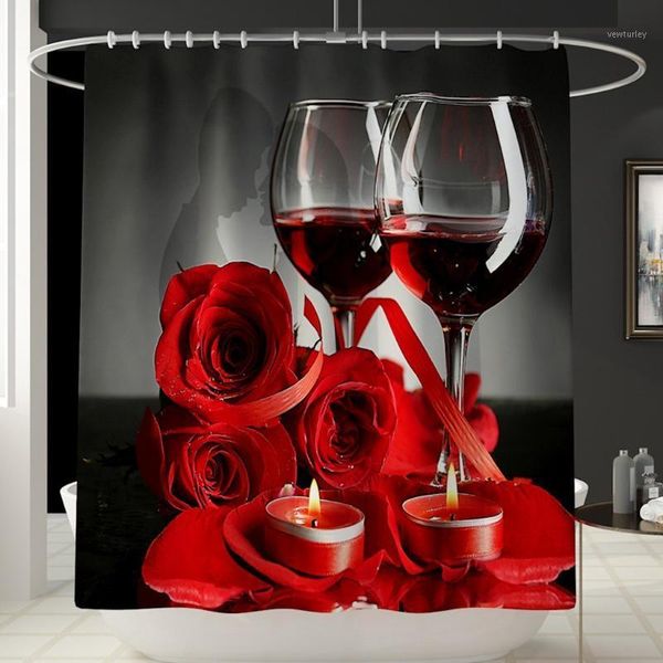 

curtain & drapes red rose wine glass shower elegant design 72 x inch bathroom decorative waterproof home el curtains1