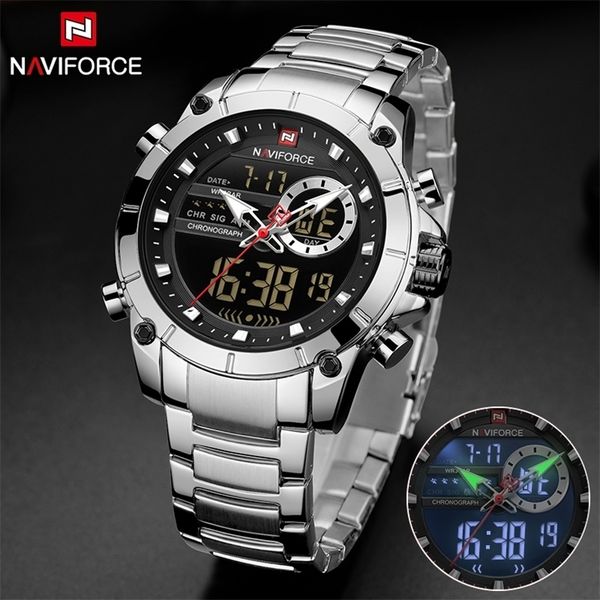 

relogio masculino naviforce brand men watches fashion luxury quartz watch mens military chronograph sports wristwatch clock 220225, Slivery;brown