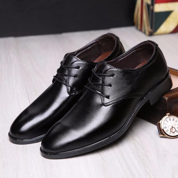 

man leather shoes wedding business dress gentleman pointed toe breathable formal basic lace up shoes zapatos de hombre k1-531, Black