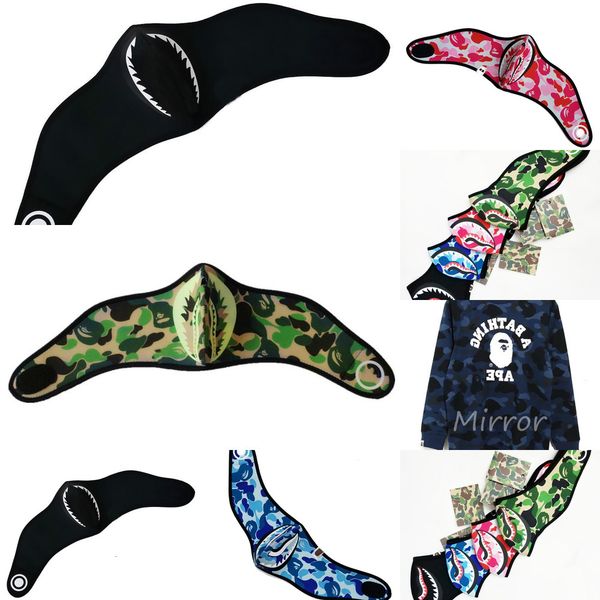 

camouflage shark mask training running rding windproof keep warm ski men women half cover protection against cold outdoo oayng, Black