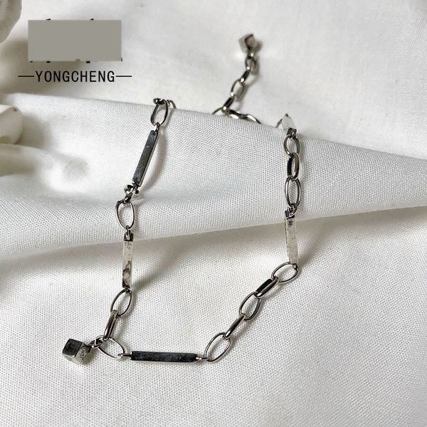 

ss5lw bracelet 2020 all s925 new body pure silver simple style student yongcheng bracelet micro inlaid with zircon block silver jewelry utuv, Golden;silver