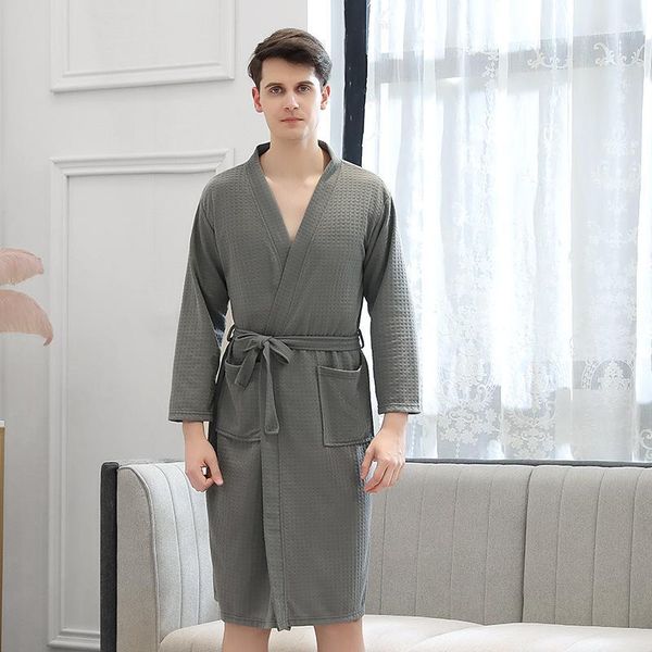 

bathrobe men's thin bathrobe absorbing water quick-drying bathrobes for men's and women's home clothes lover's nightgown, Black;brown