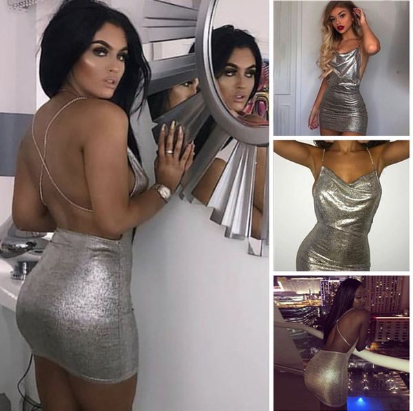 

european-american night club party dressesshiny bronzing women dresses open back chain slim dress fit hip dress one step skirt, White;black