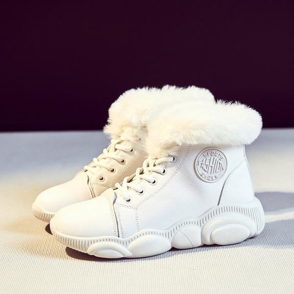 

winter fur snow boots women high white shoes 2020 new warm ankle boots for women casual winter white shoes, Black