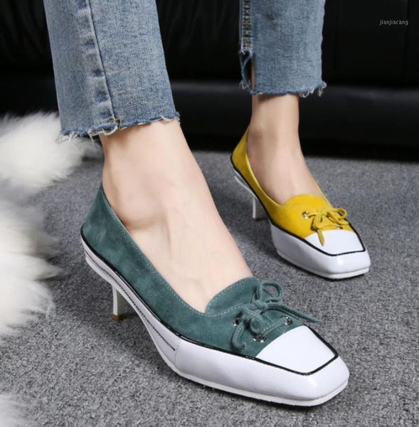 

spring/summer 2020 new leather square-toe fashion all-in-one women's pumps1, Black