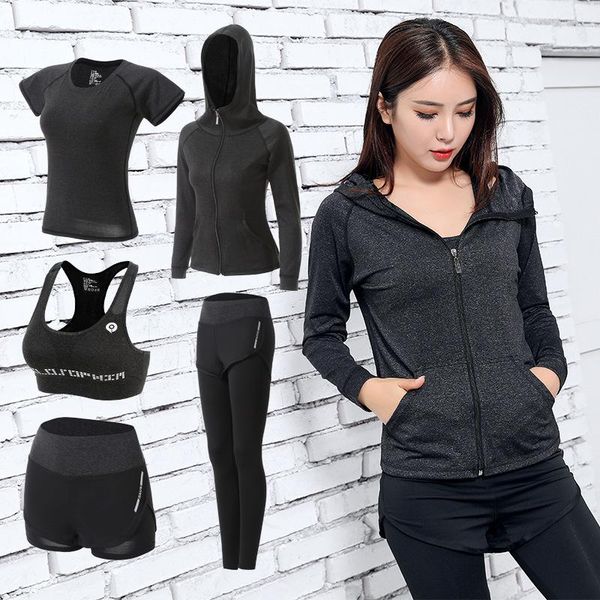 

5pc yoga set fitness clothing women running sportswear workout suit gym leggings bra t shirt long sleeve seamless sports suit wmthgy xhlove
