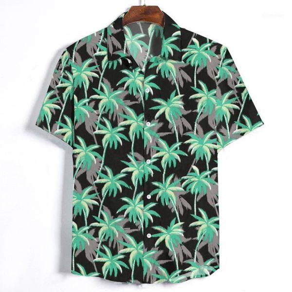 

men's t-shirts home&nest summer men's plus size short sleeve t-shirt casual print button turn-down collar beach 20211, White;black