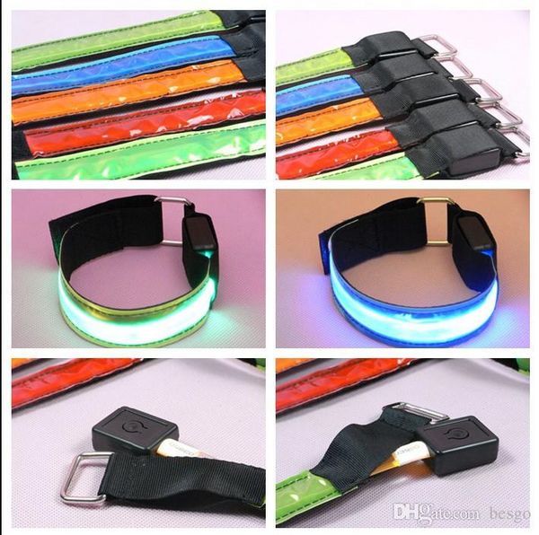 

led safety reflective armband bicycle flashing sports arm band warning night led flash strap glow belt halloween party supplies vt0862