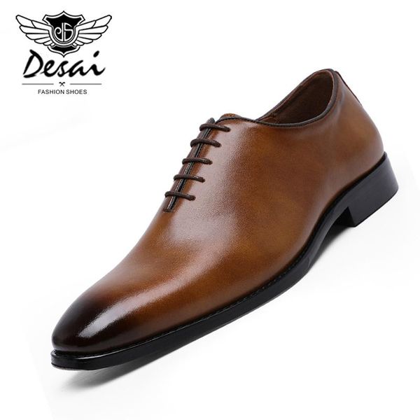 

desai 2020 new sale men's shoes cowhide memory foam stitching soles business dress shoes men lace-up leather, Black