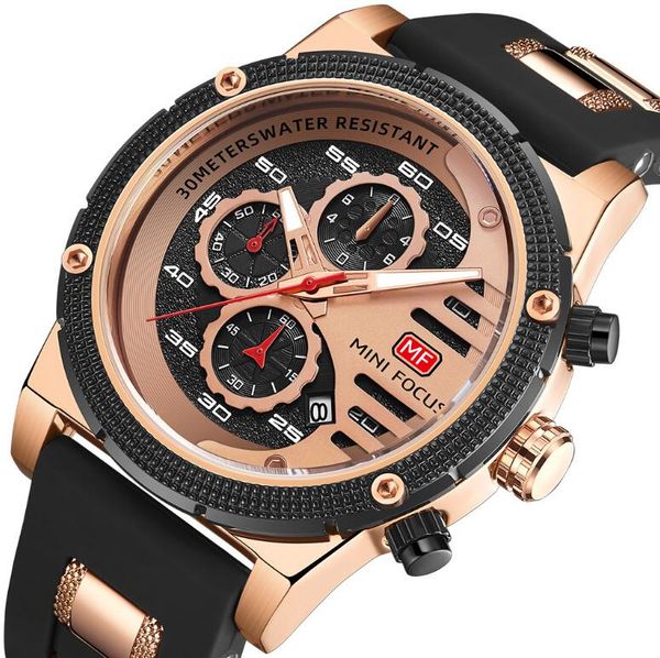 

2021 Luxury Brand Watch Men Waterproof Sport Clock Mens Wristwatch Quartz Relogio Masculino Black Silicone Strap, Bronze