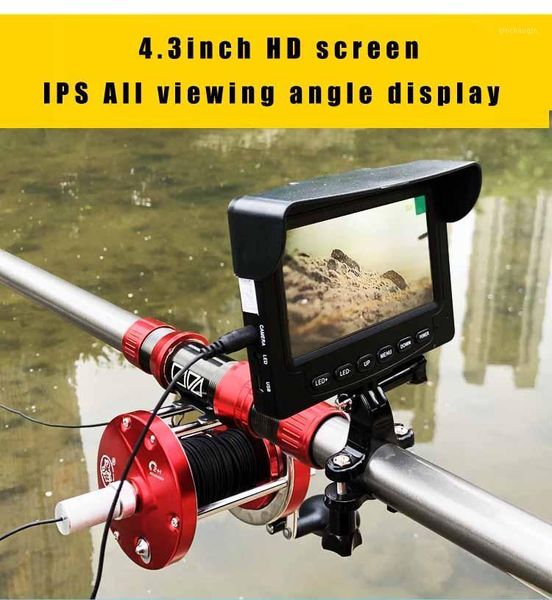 

gamwater 4.3 inch underwater fishing video camera kit with fishing hooks wheel 3.6m rod bag1