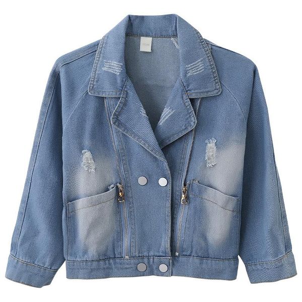 

denim jackets for girls autumn clothes children's clothing turn-down collar outerwear baby kids cowboy coats teenage 3-12 age, Blue;gray