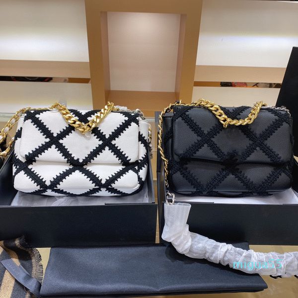 

Leather Thread bag shoulder Lattice Bags Luxurys designers Lady high Quality Women handbag Fashion handbags cossbody letter, Picture-color with logo 25 cm