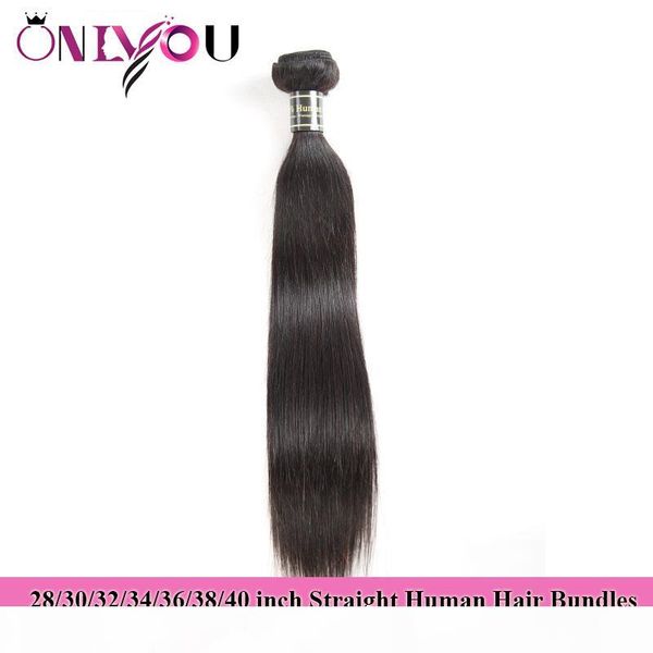 

onlyou hair products raw indian straight human hair bundles 28 30 32 34 36 38 40 inch weaves bundles brazilian virgin hair extensions, Black