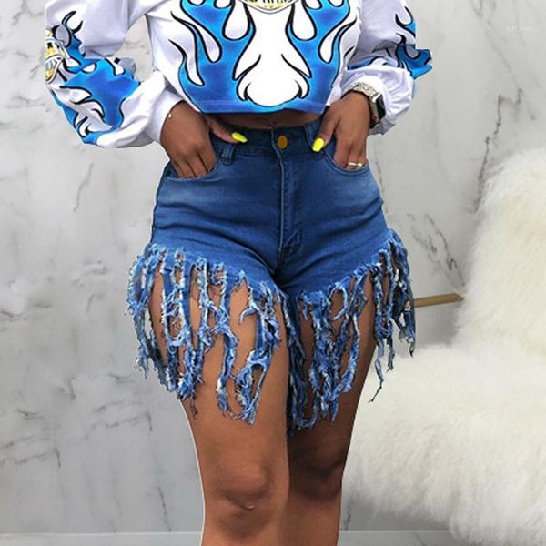 

weigou tassel denim shorts women 2020 elastic high waist cotton jean short club denim shorts1, White;black