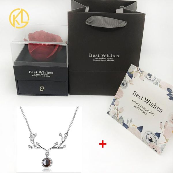 

unal flower rose jewelry box с удивлением 100 языки я люблю тебя ожерелье странная мать подруга подарок день святого валентина