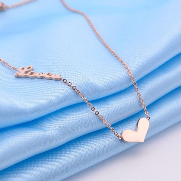 

love letter necklace women width heart pendant gold necklace chain stainless steel fashion 2020 boho jewelry for women, Silver