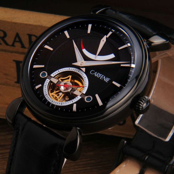 

automatic watch new mechanical watch men's hollow flywheel men's watch waterproof fine steel strip leisure, Slivery;brown