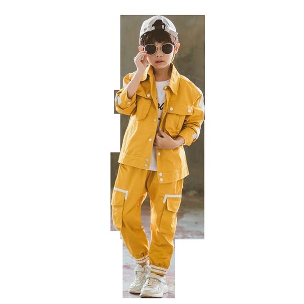 Abbigliamento per ragazzi adolescenti Pantaloni giacca a righe Abbigliamento per ragazzi Set Pantaloni cargo Costume per ragazzo Autunno Abbigliamento per bambini casual per ragazzo 201127