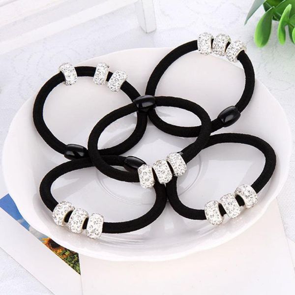 

hair accessories 1pc three full crystal for women black elastic rubber band girl lovely ropes ponytail holder tie