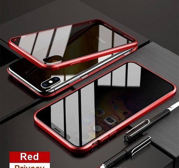 

magnetic tempered glass privacy metal phone case coque 360 magnet antispy protective cover for iphone xr xs max x qylqlo dh_niceshop