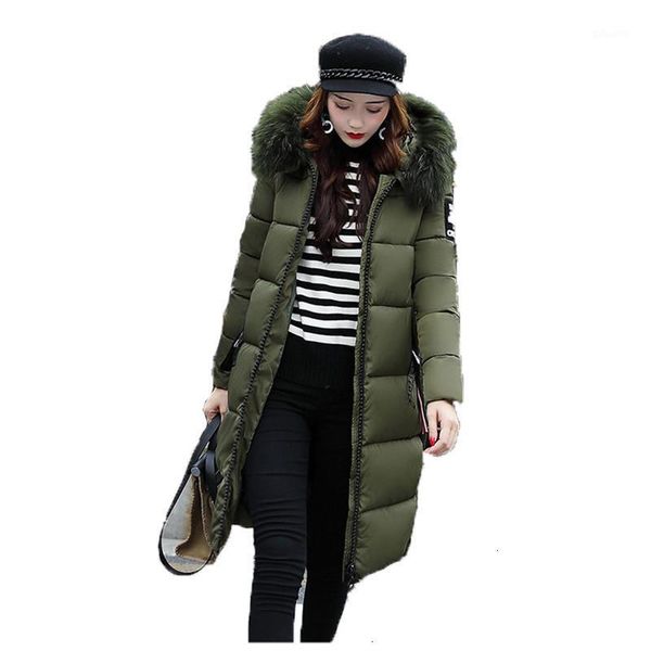 

winter plus thick parka coat women m-3xl plus size loose 2019 new hooded pink red gray fashion long warmth clothing lr6591, Black