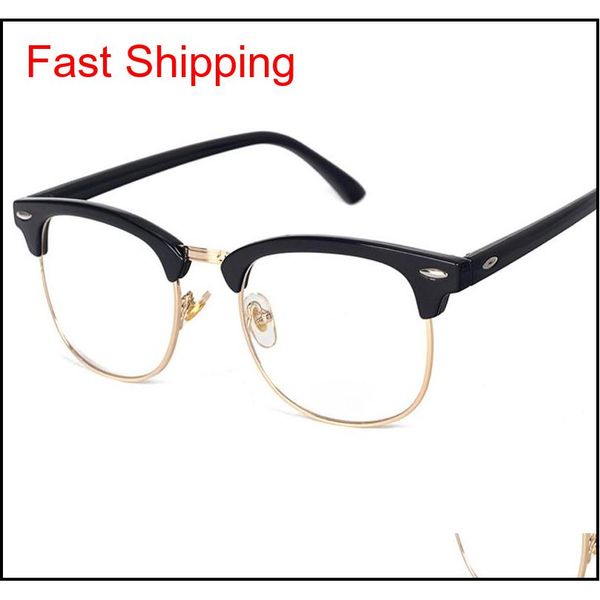 

new alloy half frame rivet computer goggles anti radiation-resistant clear fashion optical eye glass qylzlo new_dhbest, Black