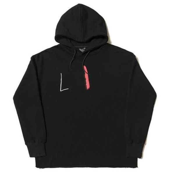 

men and women red letter print ve ripped personalized hoodies loose couple hooded sweater jacket wholesale, Black