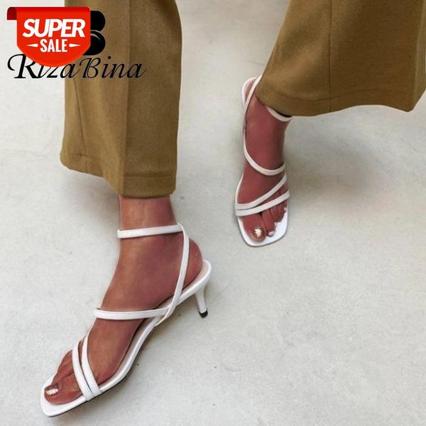 

rizabina women summer shoes genuine leather mixed color women summer shoes fashion wedding woman footwear size 34-39 #wx9s, Black