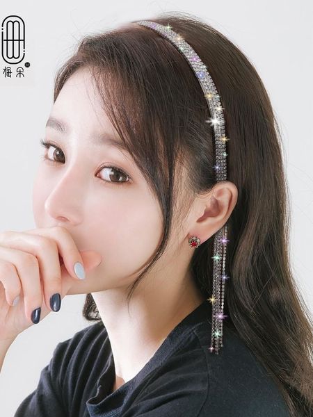 

tassel hair band women's versatile go out with rhinestone fake earrings