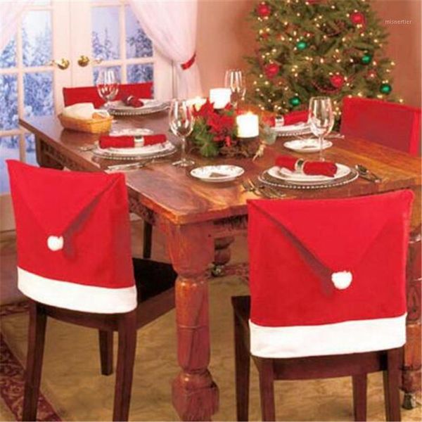 

christmas decorations wynlzq santa chair cover year dinner party red hat back home non-woven fabrics restaurant table 20211