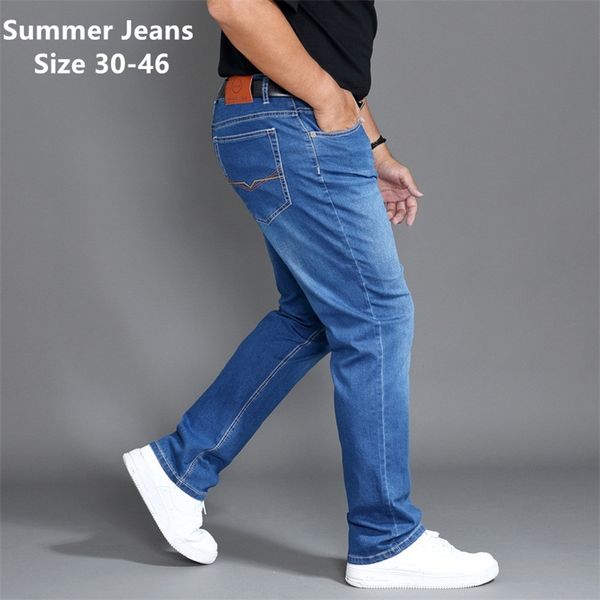 Autunno Jeans Uomo di marca Classic Regular Fit Stretch Pantaloni a vita alta Denim Uomo Plus Size 40 42 44 46 Pantaloni da uomo 201223