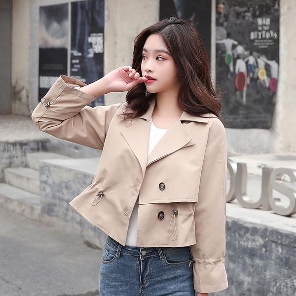 

autumn spring solid ladies coats korean style turn down collar short ladies jacket single breasted female for lady outwear, Black;brown
