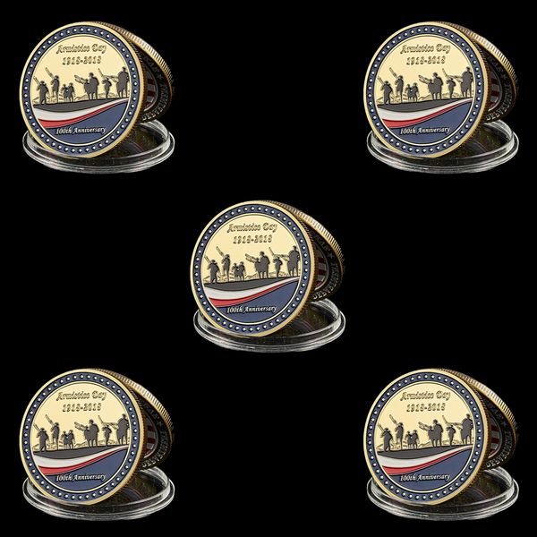 

5pcs/lot 1918-2018 usa challenge coin craft 100th anniversary great seal collectible token us coin
