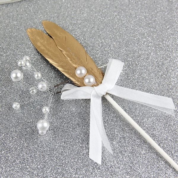 

u4x8y feather butterfly bow cakebaking cake decoration golden pearl pearl beautiful feather cake card dessert table decoration 31hiv