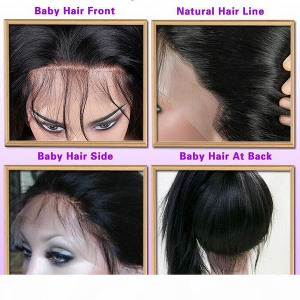 

silver grey glueless full lace human hair wigs with baby hair pre plucked 130% density brazilian virgin hair lace front wigs, Black;brown