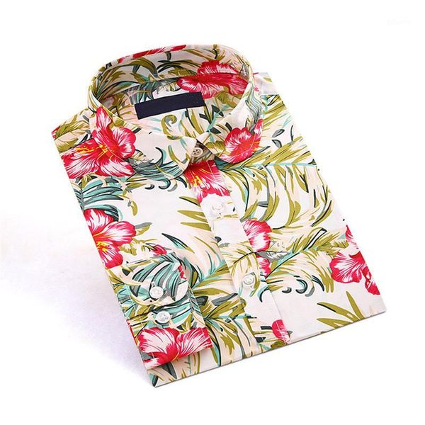 

dioufond red rose shirt print women 2017 new spring cotton long sleeve women blouses fashion blusas femininas plus size1, White