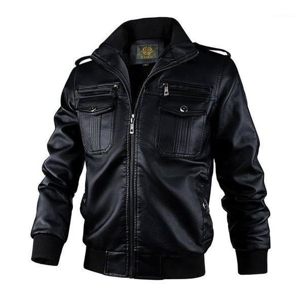 

moruancle men leather cargo jackets coats fleece lined winter warm pu tactical outerwear thick thermal clothing plus size m-6xl1, Black;brown