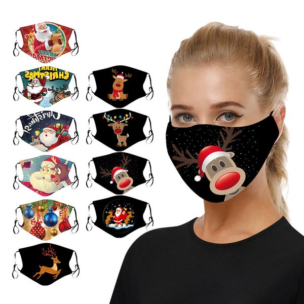 

10шт многоразовая мода fasemask лыжи рождественские рождественские принт дышащие фазе маски моющиеся растопты велосипедные маскарильяс флаг