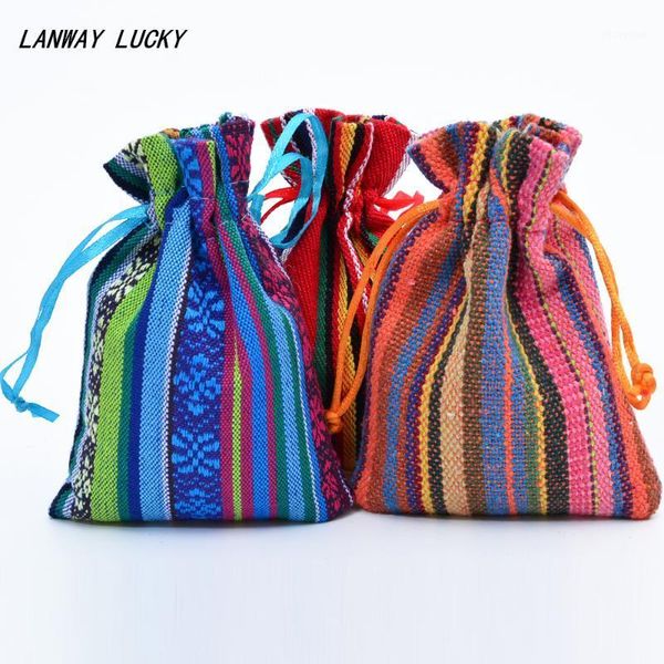 

gift wrap 50pcs 13*18 cm mexican cotton drawstring pouch striped tribe favor bags party wedding supplies jewelry packaging bag1