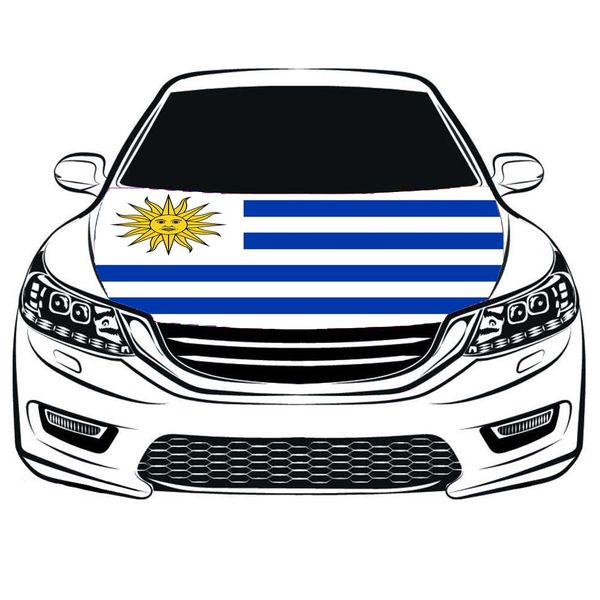 

the oriental republic of uruguay national flag car hood cover 3.3x5ft 100%polyester,engine elastic fabrics can be washed, car bonnet banner