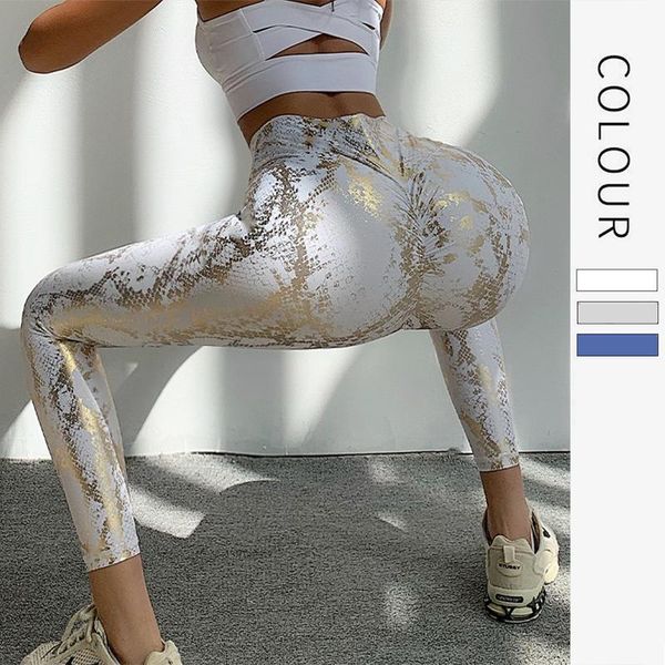 

yoga outfits ke leggings snakeskin pattern peach hip fitness pants high waist tight stretch autumn, White;red