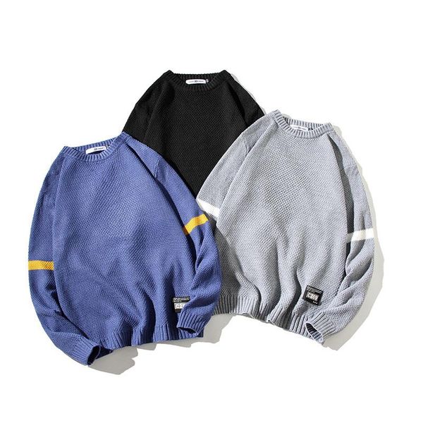 

men's sweaters 2021 autumn long-sleeved loose version warm sweater, White;black