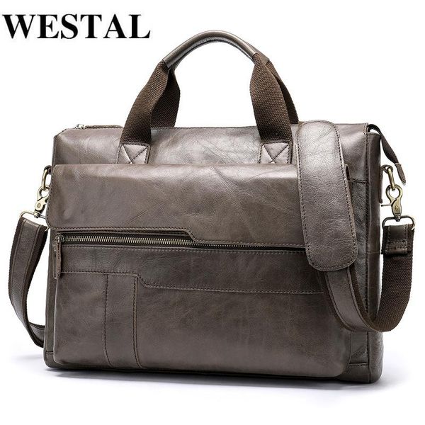 

westal men's briefcase genuine leather lapbag men's leather bag office bags for men lapbriefcase lawyer men bags
