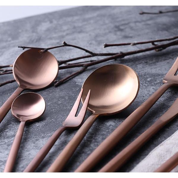 

rose gold tableware fork knife spoon matte rose gold western metal dinnerware rose gold cutlery jllwsg home003