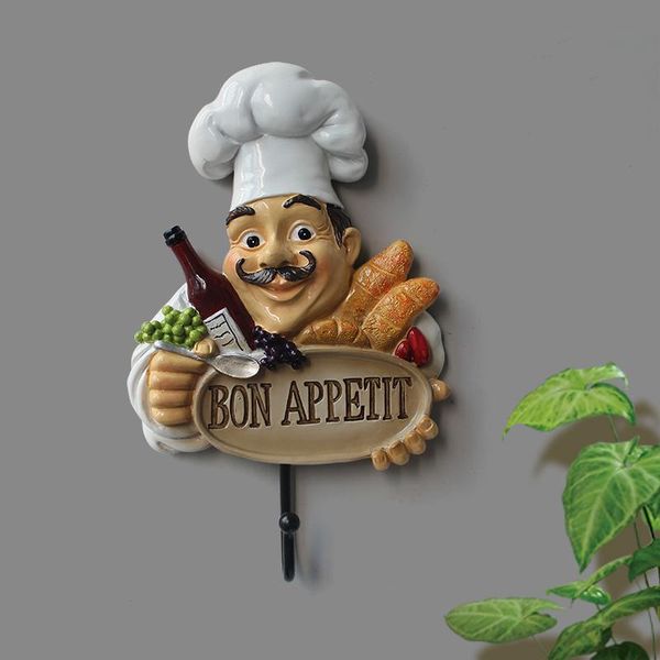 

6pcs model resin chef wall ornaments for home decorations craft living room kitchen hook creative garden european character figurine bbykuf