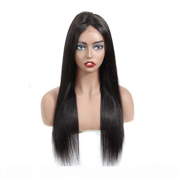 

4x13 silky straight brazilian virgin hair human hair lace front wigs new arrival150 density natural color, Black;brown