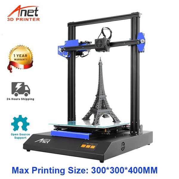 

new large anet 3d printer et5x all metal fdm diy impressora with auto-leveling fast heating dual z motors support open source