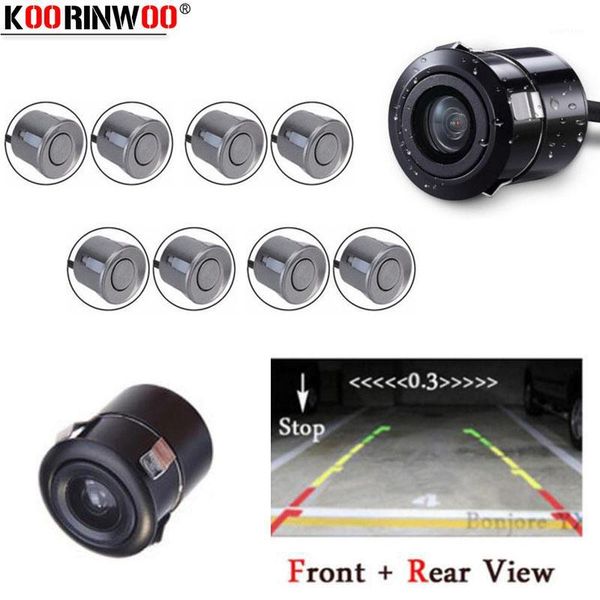 

koorinwoo car parking sensor 8 radar system parktronic car rear view camera front buzzer reversie detector black white1
